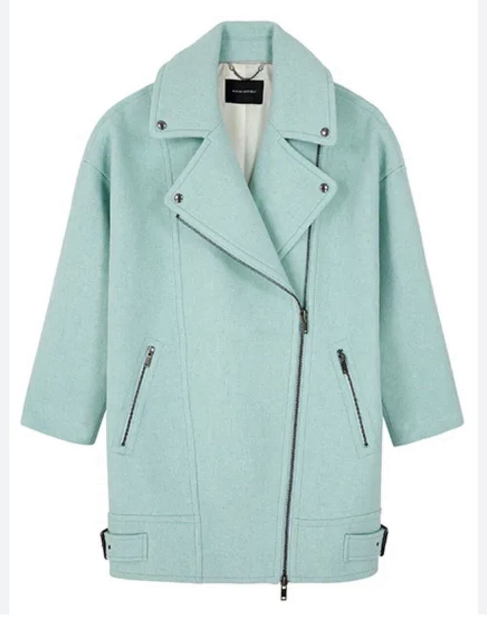 Banana Republic Jacket Womens Size XL Wool Blend Long Mint Green Cocoon Coat